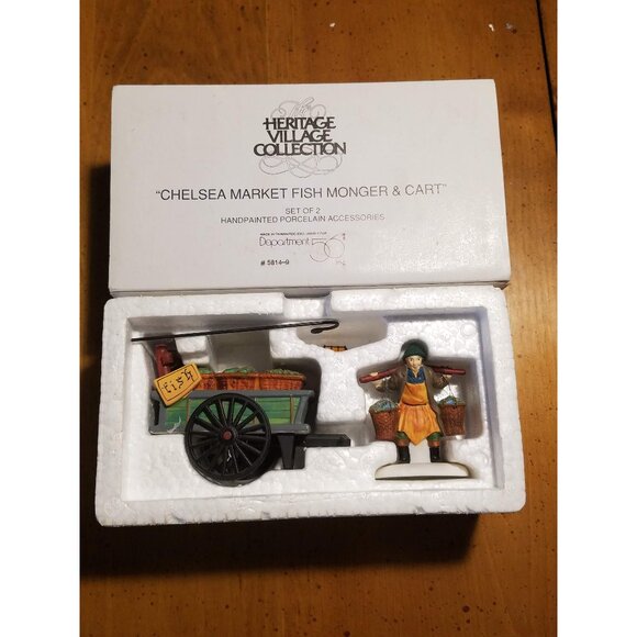 Department 56 Other - "Chelsea Market Fish Monger & Cart" Set of 2 #5814-9 -Retired-